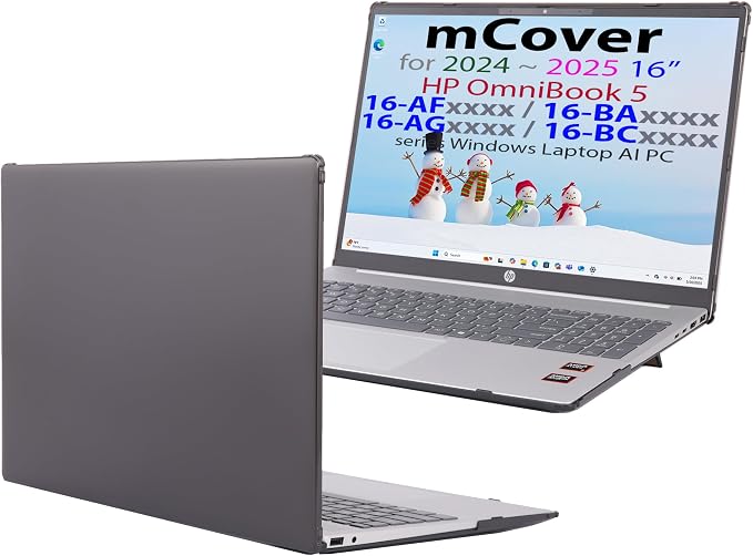mCover Case ONLY Compatible for 16” 2024+ HP OmniBook 5 16-AF / 16-AG / 16-BAxxxx / 16-BCxxxx and Pavilion 16-AF / 16-AG0000 Series Windows AI Notebook PC (NOT Fitting Other HP Models)- Black
