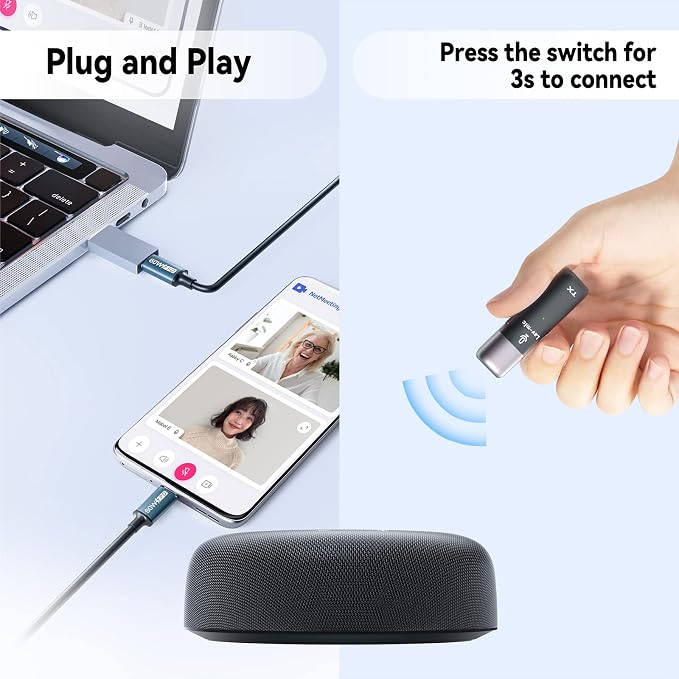 Conference Speaker and Microphone, USB Sperakerphone with 10 AI Mics, 360° 66Ft Voice Pickup, Noise Reduction and Echo Cancellation for 10 People, Compatible with Multi-Leading Platforms