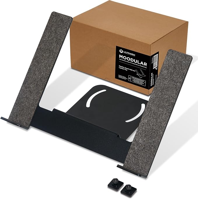 ULTRARM Moodular Add-ons Laptop Tray Stand [Accessory Only - Requires Moodular Wooden Monitor Stand Slide Rails for Use] Black MSA-LT