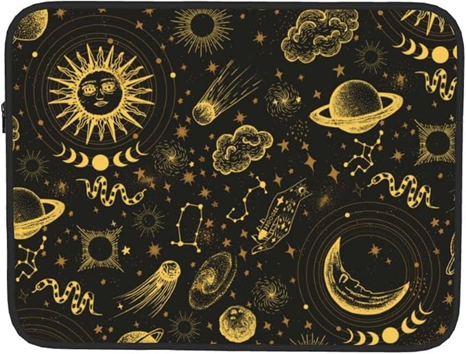 Sun and Moon Laptop Sleeve Case for Men Women Waterproof Oxford Cloth Laptop Sleeve Bag Suitable for Most Ipads and Laptops Notebook Computer Pocket Tablet Traveling Carrying Simple Case 15 inch