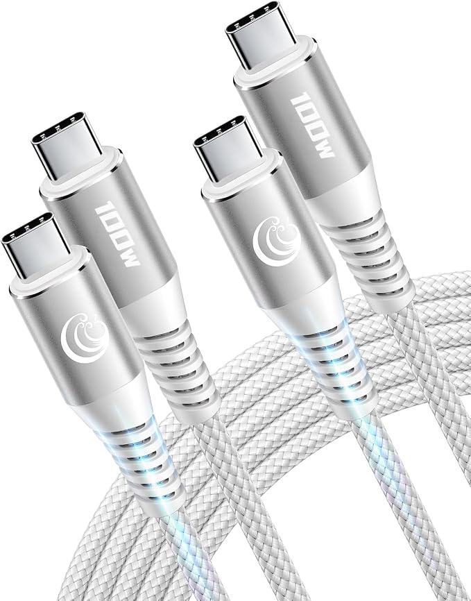 USBC to USBC 100W [3ft/2 Pack] USB C to USB C Fast Charging Cable Braided C to C Charger Cord 5A for MacBook Pro/Air, iPhone 16 15 Pro Max Plus,iPad Pro,Samsung Galaxy S24 Ultra S23,Pixel,PS5,Switch