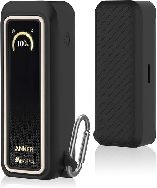 Silicone Case for Anker Prime Power Bank 20100mAh 220W Travel Protective Cover, Full-Body Shockproof | Compact | Tactile Grip | Impact Protect for Anker Power Bank 220W with Keychain (Black White)