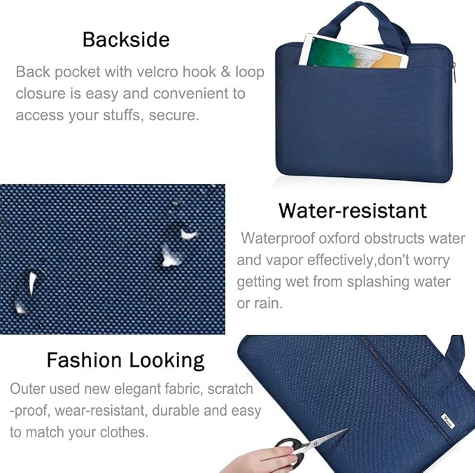 Voova Laptop Bag 13-14 Inch, 360° Protective Laptop Case Sleeve with Shoulder Strap Compatible with Macbook Air 13, MacBook Pro 13/14, Waterproof Computer Bag Slim Briefcase for Men Women, Blue