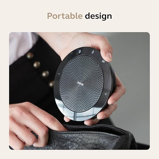 Jabra Speak 510 (2025 Edition) Portable Wireless Bluetooth Speaker with Link 370 USB Adapter for Meetings and Calls with Crystal-Clear Sound, Works with Microsoft Teams, Black