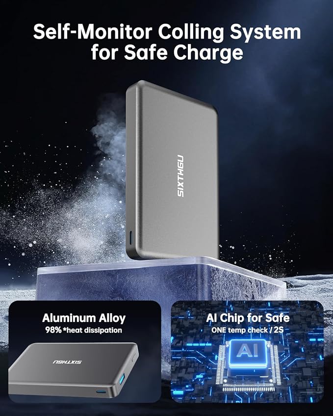 SIXTHGU Magnetic Power Bank, 10000mAh Wireless Portable Charger, PD 20W Fast Charging Magnetic Battery Pack with USB-C Cable Compatible with iPhone 17/16/15/14/13/12 Series, Blue