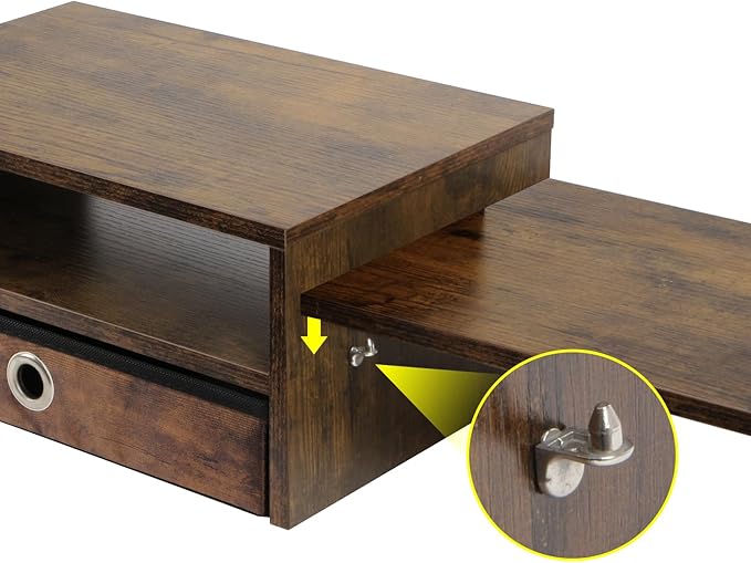 Monitor Riser for 3 Monitors, Dual Monitor Stand for Desk, Triple Monitor Stand with Drawer, Dual Monitor Stand with Storage, Extra Long Triple Monitor Riser up to 52", Angle Adjustable, Rustic Brown
