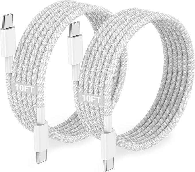 Long USB C to C Fast Charger Cable 10ft,60W Type C to C Fast Charging Cord for Apple iPhone 17 Pro Max/17 Air/16 Pro/15 Plus/MacBook Pro 2021/2020/2019/2018,iPad 12.9/11 inch/Mini/Air 5/Samsung Galaxy