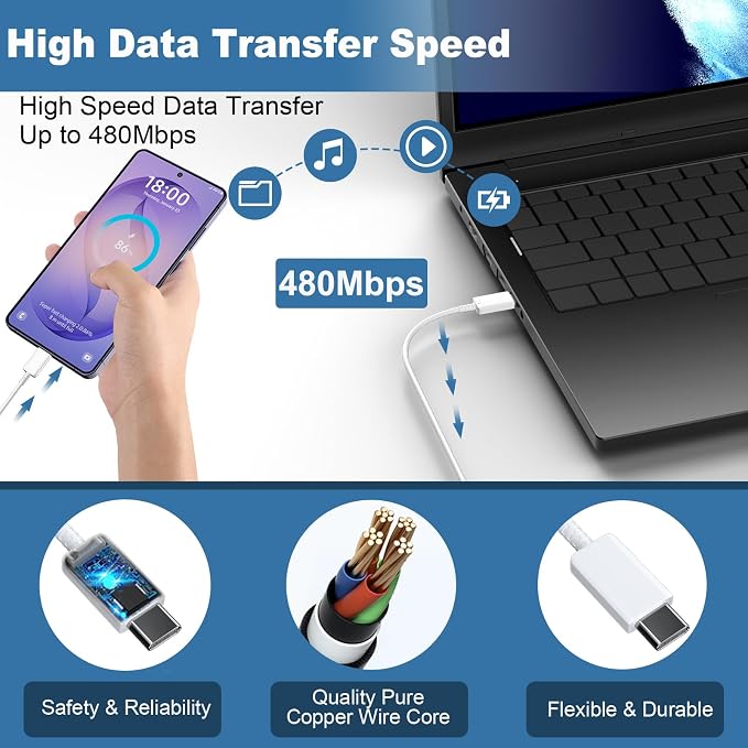 45W Super Fast USB-C Wall Charger for Samsung Galaxy S26 Ultra/S26/S26 Plus/S26/S25 S24 S23 S22 Ultra/S25 S24 S23 S22 S21 S20/Note 10/20, Tab S8/S7, PPS 45 Watt Charger Block with 6.6FT Cable-White