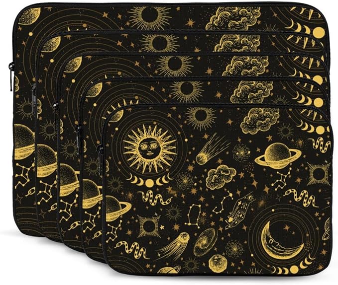Sun and Moon Laptop Sleeve Case for Men Women Waterproof Oxford Cloth Laptop Sleeve Bag Suitable for Most Ipads and Laptops Notebook Computer Pocket Tablet Traveling Carrying Simple Case 17 inch