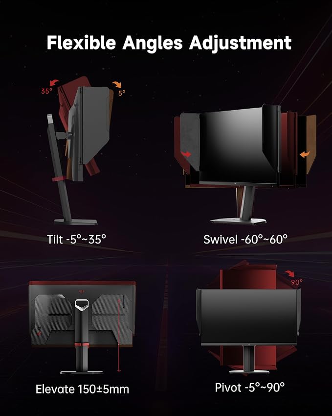 KTC 25M1 400Hz Gaming Monitor, Fast TN 24.1 Inch FHD PC Monitor 240Hz, 0.5ms GTG, Adaptive Sync, DAC, Vertical Monitors with Shielding Hood, HDMI DP Port, Tilt Swivel Pivot Height Adjustment, VESA