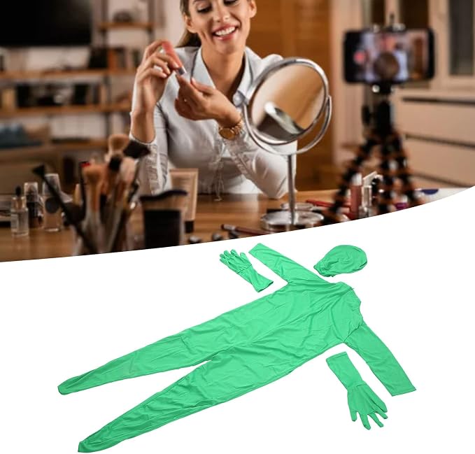 Green Screen Bodysuit, Full Body Suit, Milk Silk, Back Zipper, Breathable, for Photography, Film, Video, Live Broadcast, 160cm