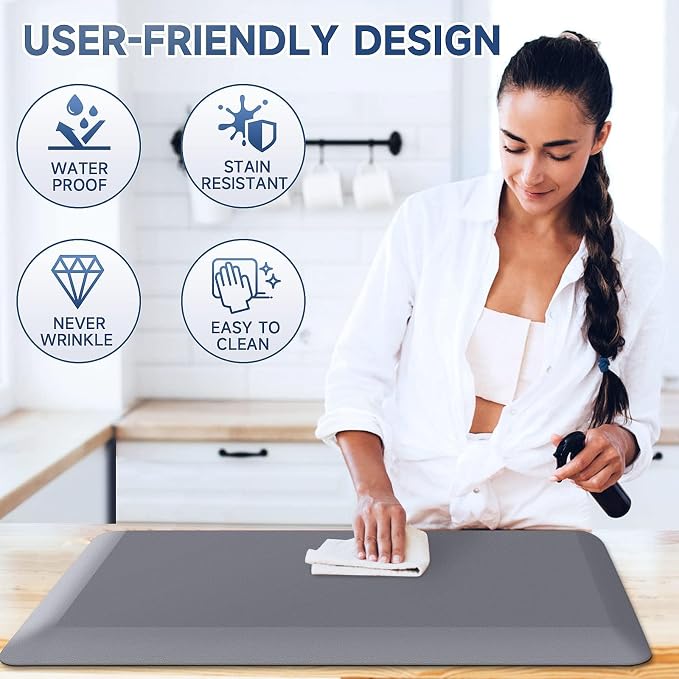 4/5 Inch Thick Kitchen Mats for Floor, StepRite Kitchen Rug for Standing Desk, Non-Slip, Thicker, Stain & Water Resistant, Comfort Anti Fatigue Floor Mat for Home, Kitchen, Office - Grey,32 * 20''