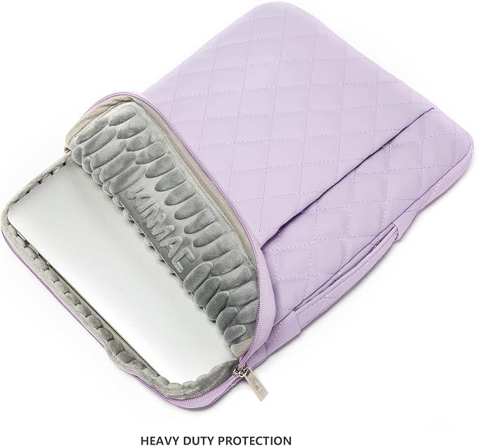 Kinmac 360° Heavy Duty Protective Laptop Sleeve Case Bag Cover with Handle for MacBook Air 13 inch,iPad Pro 13 inch and 13.3 inch HP,Dell,Lenovo,Asus,Acer Laptop (Purple Embroidery)