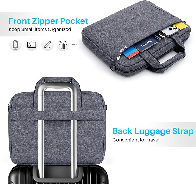 BAFFINA 17 17.3 Inch Laptop Shoulder Bag for Men Women,Waterproof Computer Carrying Case Messenger Bag with Strap for 17"-18" HP Dell,Laptop Briefcase for Office business Travel College School,Grey