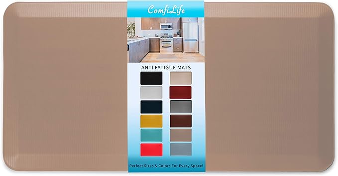 ComfiLife Anti Fatigue Floor Mat – 3/4 Inch Thick Kitchen Mats for Floor, Standing Desk Mat, Kitchen Rug – Comfort at Home, Office – Durable – Stain Resistant – Non-Slip Bottom (24" x 70", Beige)