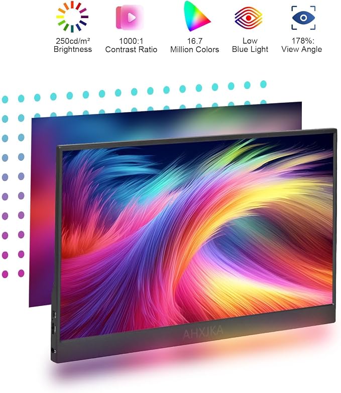 15.6" Touchscreen Portable Monitor FHD 1080P IPS/HDR Laptop Screen Extender for Gaming and Computer Display, Travel Monitor with Speaker Compatible with Laptop PC Phone PS Xbox Switch
