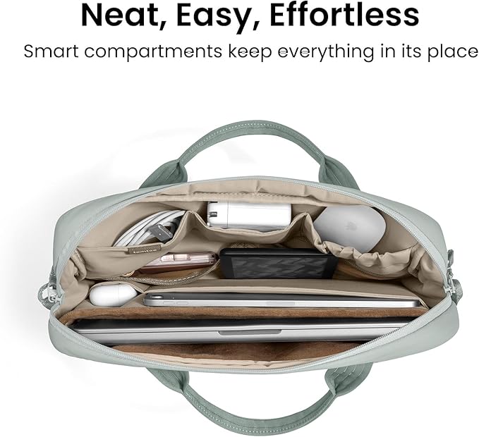 tomtoc 15-16 Inch Puffy Laptop Carrying Bag for Women, Stylish Laptop Case Fits 15-16 Inch MacBook Air & Pro & Other 15"-16" Computers, Work Travel Briefcase Lightweight Handbag with Organized Storage
