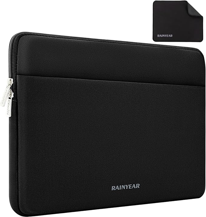 RAINYEAR Laptop Sleeve Case 11-13 Inch, Protective Padded Case with Front Pocket, Computer Cover Laptop Bag Compatible with 13.3 Inch MacBook Air/Pro, MacBook Neo A18, HP, Dell, Lenovo, Acer, Black