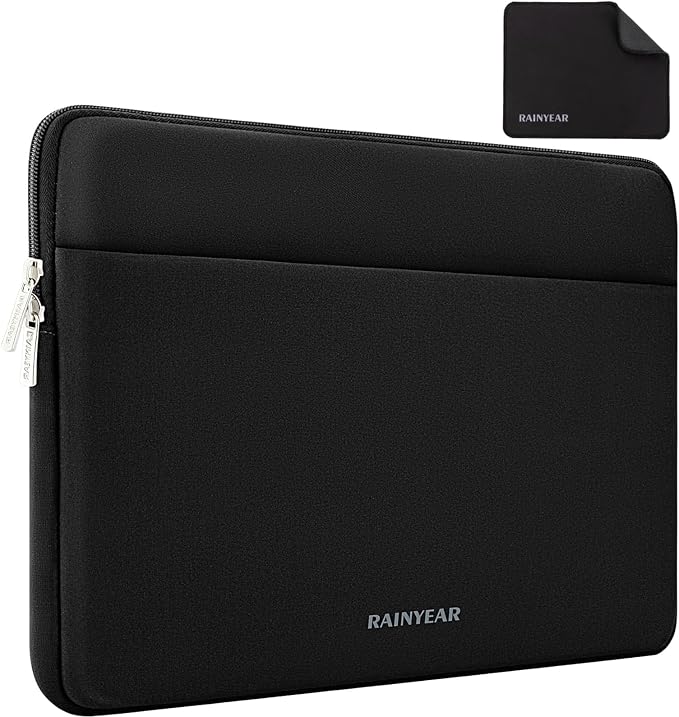 RAINYEAR Laptop Sleeve Case 13.3 Inch, Protective Portable Case with Front Pocket, Briefcase Handbag Laptop Bag Compatible with 13.3-14 Inch Laptop PC, 14 Inch MacBook Pro M5 M4 M3 M2 M1, Black