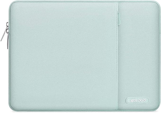 MOSISO Laptop Case 16 inch, 15-15.6 inch Laptop Sleeve Compatible with MacBook Pro 16 M5 M4 M3 M2 M1, HP Acer Dell Lenovo ASUS, Polyester Vertical Computer Sleeve Bag with Pocket, Mint Green