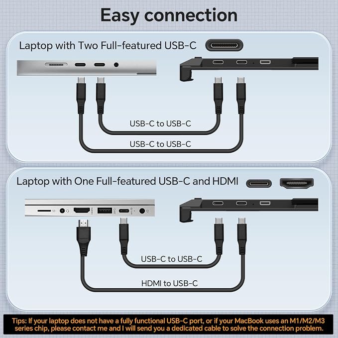 APILDELLA 14'' Triple Laptop Screen Extender, 1080P FHD Laptop Extended, Ultra-Thin Portable Monitor for Laptop, Plug-Play Dual Monitor for 13-17.3'' Laptops, Work with Mac, Windows, Chrome