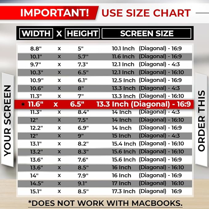 SightPro 13.3 Inch 16:9 Laptop Privacy Screen Filter - Computer Monitor Privacy Shield and Protector - High Clarity