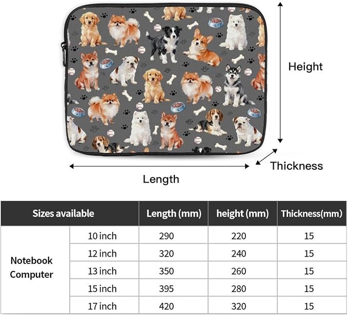 Cute Puppy Dog Laptop Sleeve Case for Men Women Waterproof Oxford Cloth Laptop Sleeve Bag Suitable for Most Ipads and Laptops Notebook Computer Pocket Tablet Traveling Carrying Simple Case 13 inch