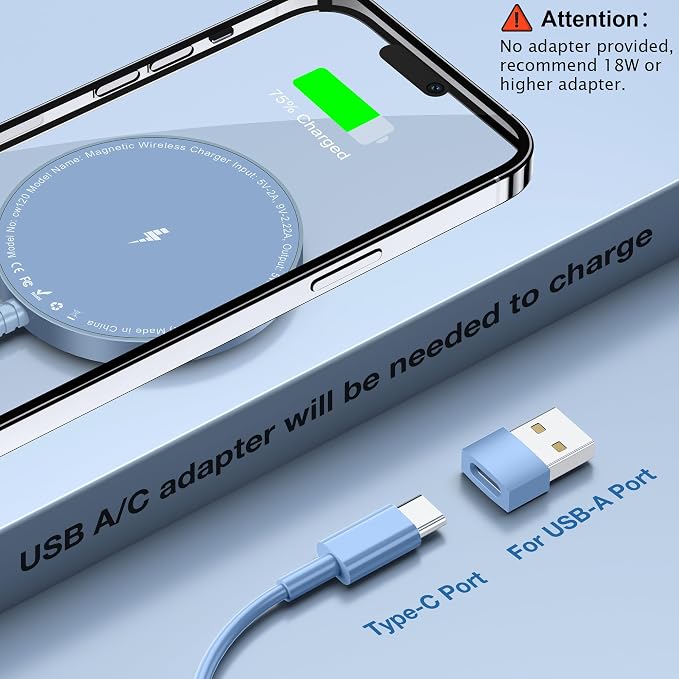 Magnetic Wireless Charger for iPhone: Compatible with Magsafe Charger iPhone 17 16 15 14 13 12 Series & Airpods 4 3 2 Pro-Fast 15W Max Charging Pad Strong Magnet, Dual USB-C/A Ports-Home Office Travel