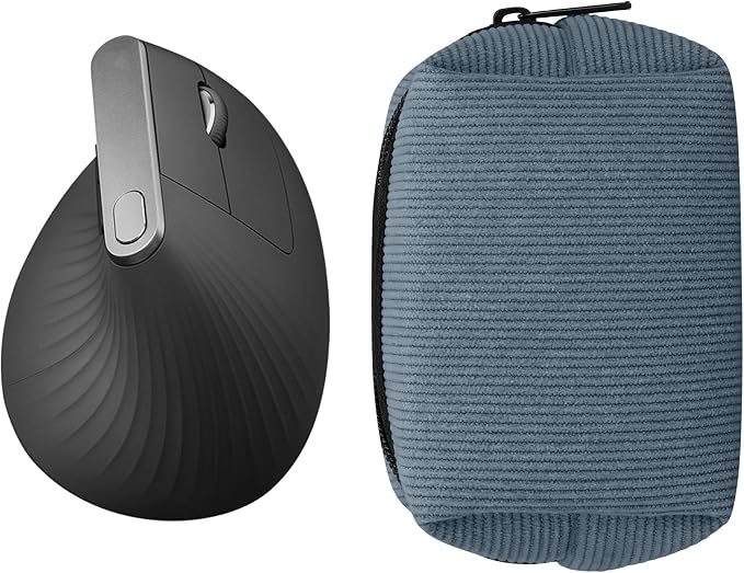 kwmobile Mouse Case for Logitech Lift/MX Vertical/Anker Vertical Carry Case - Protective Carry Pouch for Bluetooth Mouse - Soft Neoprene Protection - Vintage Blue