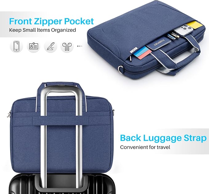 BAFFINA 15.6 16 Inch Laptop Shoulder Bag for Men Women,Waterproof Computer Carrying Case Messenger Bag with Strap,Laptop Briefcase for 14-15-16 Inch MacBook/Chromebook/Notebook Hp Dell Acer Asus,Blue