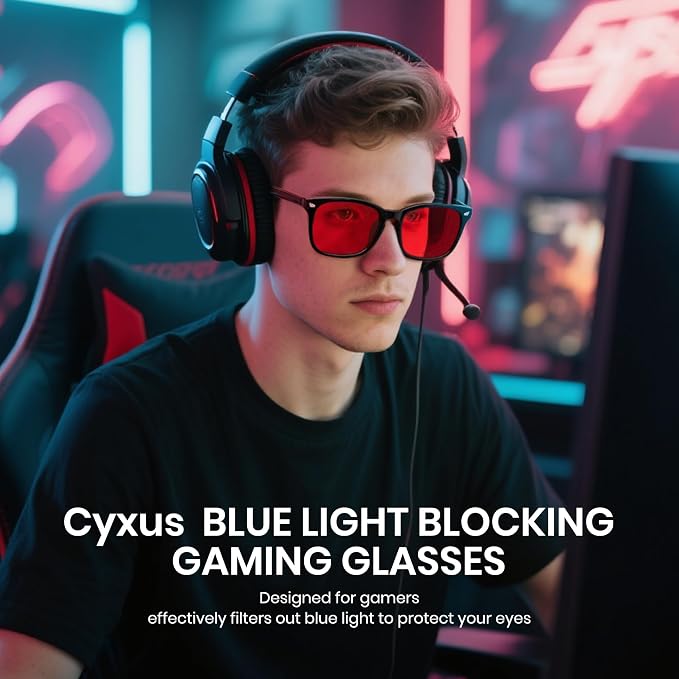 Cyxus Blue Light Glasses Men Women Reduce Eye Strain UV Blocking for Office Work Computer Screen 8082