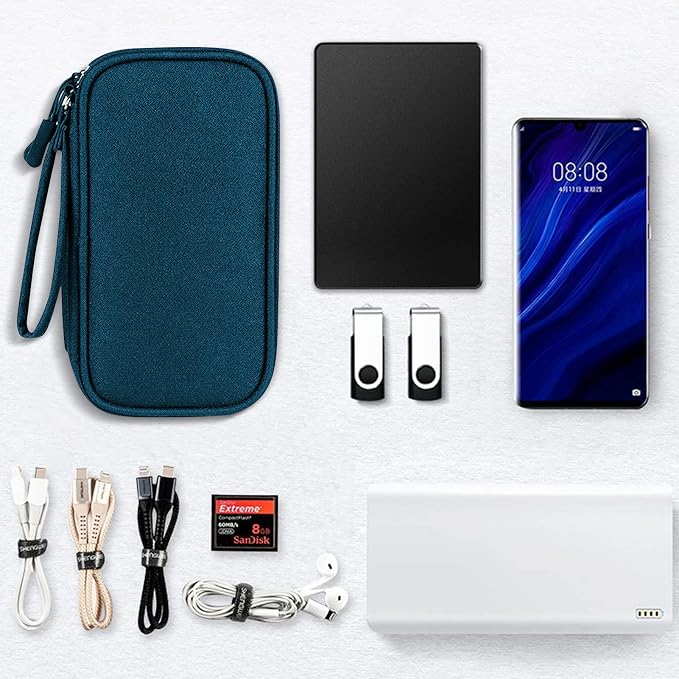 Skycase Electronic Organizer Travel Case - Waterproof Travel Cord Pouches for Organization, Cable Organizer, All-in-One Double Layers Storage Bag for Accessories, Charger, Cable, Green - Medium