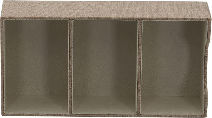 Household Essentials Brown 722-1 Deep 3 Section Drawer Organizer Box for Storage | 12 in x 6.13 in x 3.13
