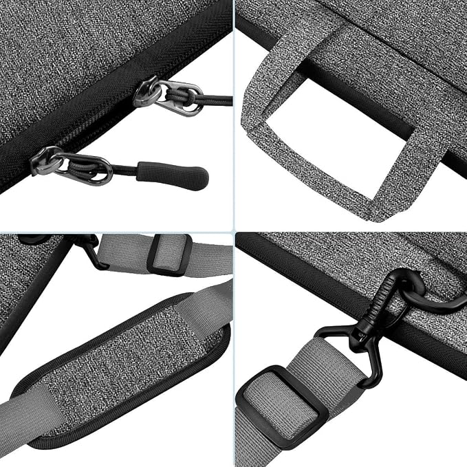 Hseok Laptop Shoulder Bag 17-17.3 inch Case, Durable Shockproof Protective Briefcase with Multi-Pockets Compatible with Lenovo Most 17-17.3 inch HP Acer Dell ASUS MSI Notebooks,Dark gray-black
