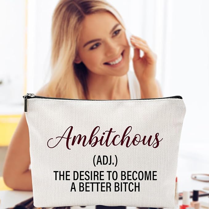 ZUYUROU Funny Makeup Bag Bail Money Novelty Cosmetic Pouch Travel Toiletry Case Organizer Humorous Gift for Women Friend Birthday Bachelorette Party Canvas Double Sided Print Zipper