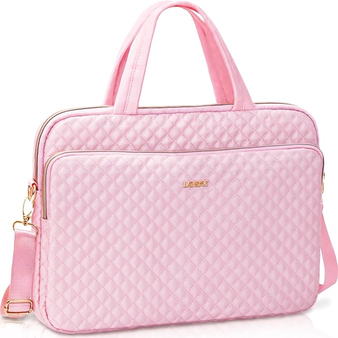 17 17.3 Inch Laptop Case Bag Women Men Compatible with HP OmniBook Envy Omen Pavilion/Dell Inspiron Precision/LG Gram/Yoga ThinkPad, Messenger Carrying Briefcase Computer Bag 18 inch, Pink
