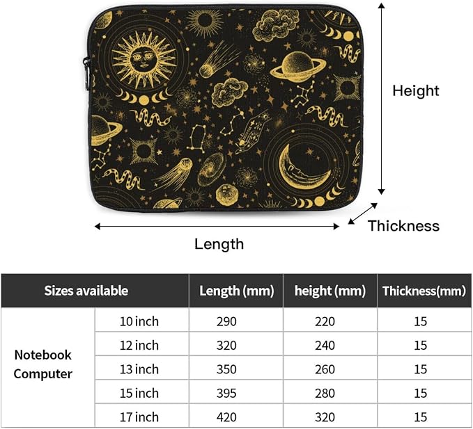 Sun and Moon Laptop Sleeve Case for Men Women Waterproof Oxford Cloth Laptop Sleeve Bag Suitable for Most Ipads and Laptops Notebook Computer Pocket Tablet Traveling Carrying Simple Case 15 inch