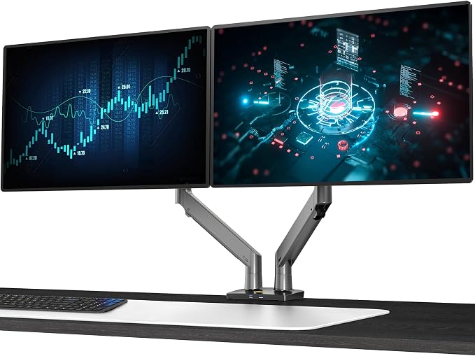 NB North Bayou Dual Monitor Desk Mount Stand Full Motion Swivel Computer Monitor Arm Fits 2 Screens up to 32'' with Load Capacity 6.6~26.4lbs for Each Monitor G75