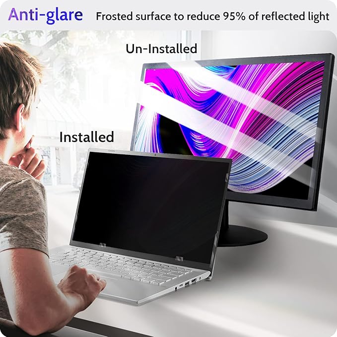 Peslv 17.3 Inch Laptop Privacy Screen Compatible With Lenovo Hp Dell Acer Asus Thinkpad Envy, 16:9 Aspect Removable Anti Glare Blue Light Filter Protector, 17.3inch Computer Monitor Security Shield