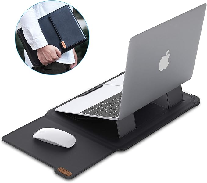 Nillkin Laptop Sleeve 15.6 inch (3-in-1), MacBook Sleeve with Adjustable Stand & Mouse Pad, 2 Stand Modes, 15 inch Laptop Case, Slim MacBook Accessories for Samsung/Surface/Chromebook 13-15.6'', Black