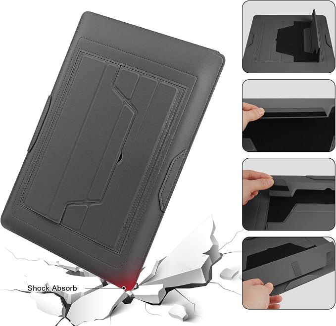 HoYiXi 13.3'' /13.6'' Laptop Sleeve Case PU Leather with Stand Compatible with MacBook Pro 14/MacBook Air 13(M1 M2)/ASUS Vivobook 14/Dell XPS 13/ASUS Matebook,13-14'' Laptop Bag,Gray
