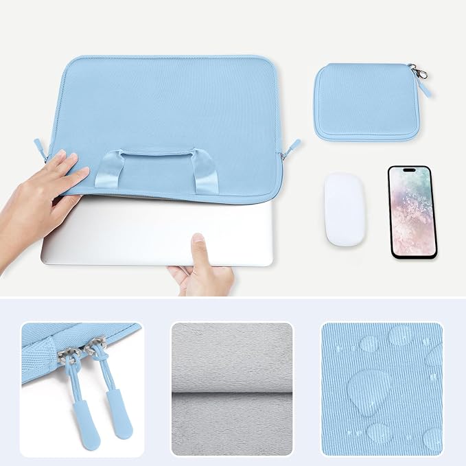 MOSISO Laptop Case 13 inch, Laptop Sleeve Bag Compatible with MacBook Neo 13 / Air M5 M4 M3 M2 M1 2026-2018 / Pro M2 M1, Neoprene Carrying Computer Bag with Handle&Detachable Small Case, Air Blue