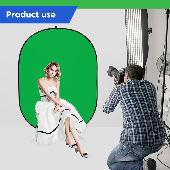 Portable Green Screen Chromakey Backdrop with Stand,59 * 39 inch Pop Up Collapsible Backdrop,Foldable Blue&Green Screen 2 in 1 Backdrop for Photo and Video Shooting,Gaming (Green & Blue)
