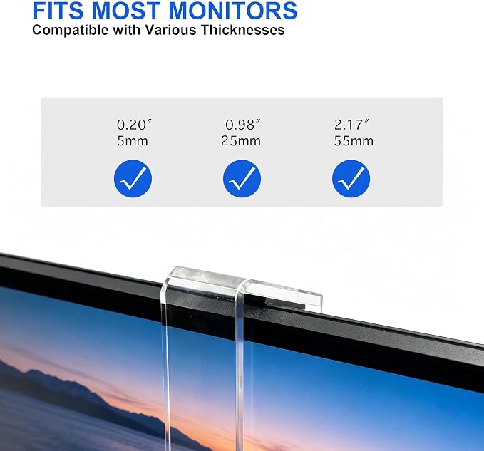 Acrylic Webcam Monitor Arm with Adjustable Pan-Tilt Head & Anti-Slip Pads 5mm Thick - 2-Piece Assembled Design for Desktop PC Laptops Streaming Video Conferencing