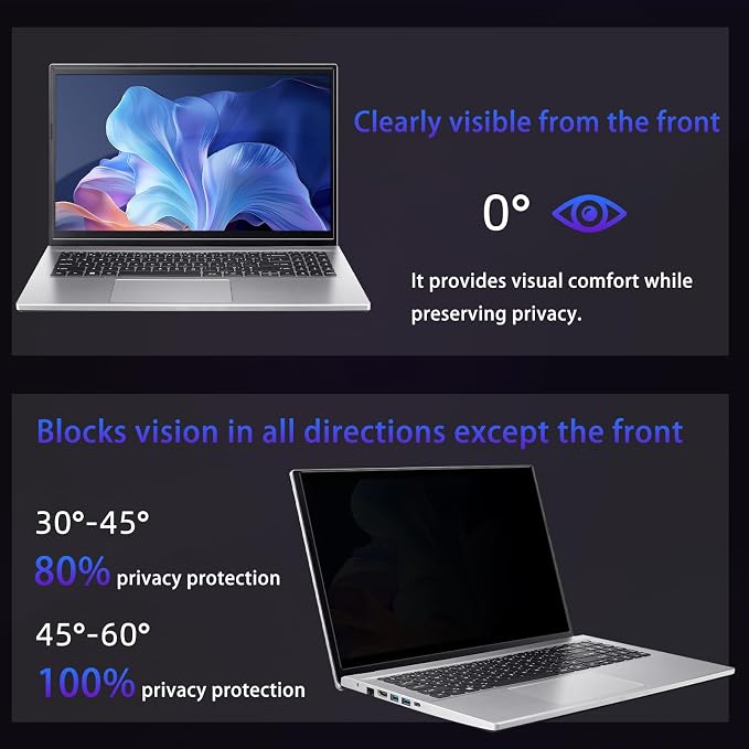 13.3" Privacy Screen Computer for 16:10 Aspect Ratio, 2-Sided Removable Anti-Peeping/Anti-Glare, Blue Light Block, UV Protect, Reduce Strain, Anti-Scratch, Fits 13.3-inch 16:10 Protector Film