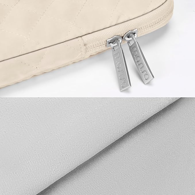 MOSISO Laptop Case 13 inch, 13 inch Laptop Sleeve Compatible with MacBook Air M4 M3 M2 M1 2025-2018/Pro M2 M1 2025-2016, Square Quilted Vertical Computer Bag with Pocket&Small Case, Sand