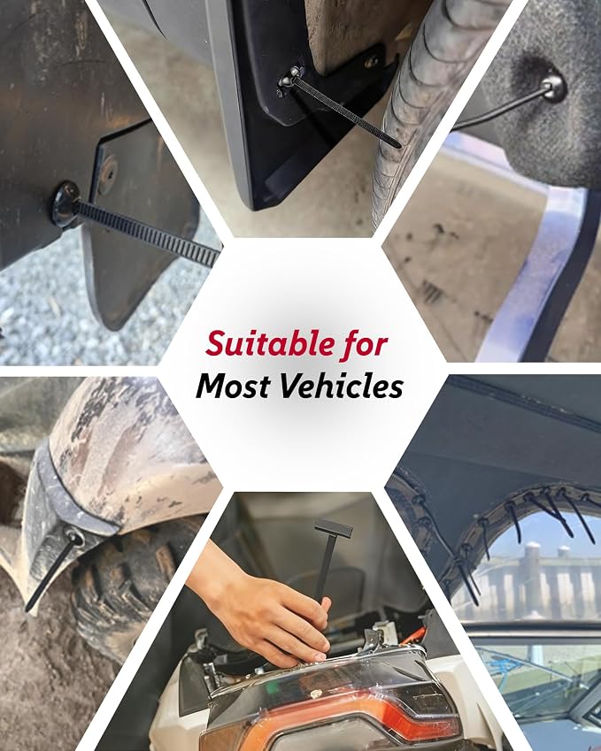 150PCS Nylon Cable Tie Buckle - Universal T-Style Zip Ties - Push Rivet Retainer Automotive Car Body Clips - Locking Fastener for Mudguard & Fender Liner - Cord Organizer for PC, Office, Home