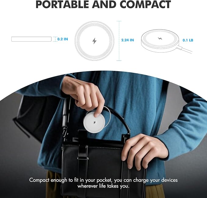 2-Pack 15W Magnetic Wireless Charger: Qi2 Fast Charging Pad for iPhone Air 17 16 15 14 13 12 Pro Max, Samsung Galaxy S26 S25, Google Pixel 10, AirPods-Slim Portable for Desk Bedside Travel-White