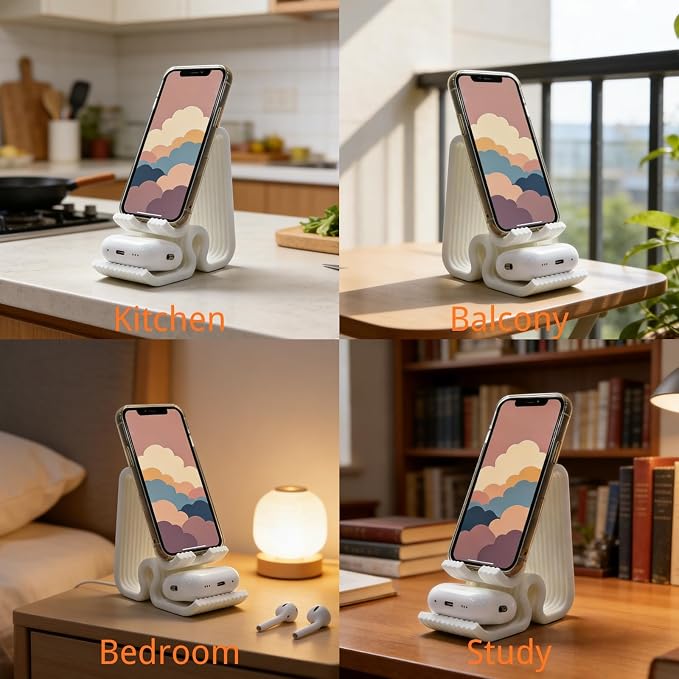 Personalized Phone Stand for Desk, Custom Surfing Phone and Headphone Earbuds Holder for Desk, Smartphones, Cute Stuff Home Decor, Office Decoration,Unique Birthday Bday Gifts Ideas