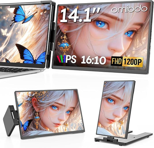 14" Laptop Screen Extender,FHD 1200P IPS Portable Monitor for 14"-17.3" Laptops, Dual Travel Screen Monitor Plug & Play, Laptop Screen Monitor Extender Compatible with Windows/Mac/Android&Chrome OS
